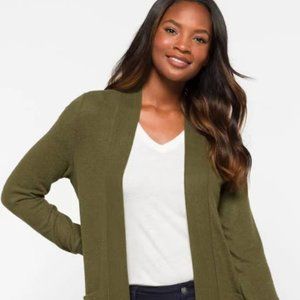 Market & Spruce Olive Heather Brushed Knit Two Pocket Cardigan